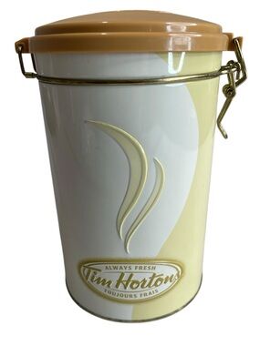 Vintage 2005 Tim Hortons Limited Edition No 6 Yellow Airtight Coffee Tin Can